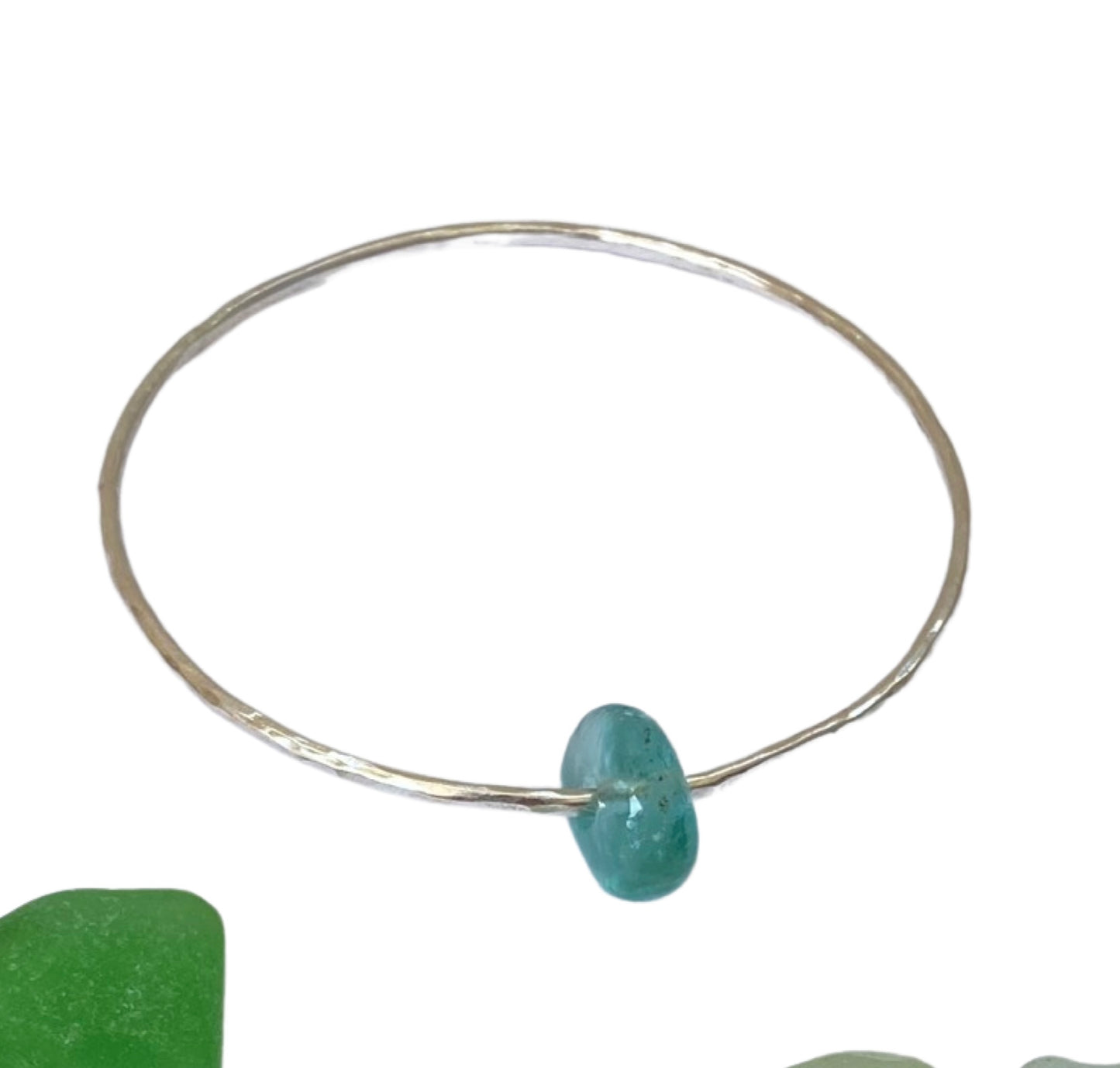 Ocean silver Sea Glass Bangle - Silver Lines Jewellery