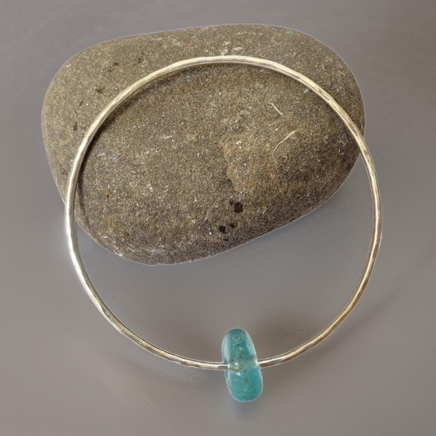 Ocean silver Sea Glass Bangle - Silver Lines Jewellery