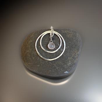 Pink Quartz Hoop Necklace - Silver Lines Jewellery