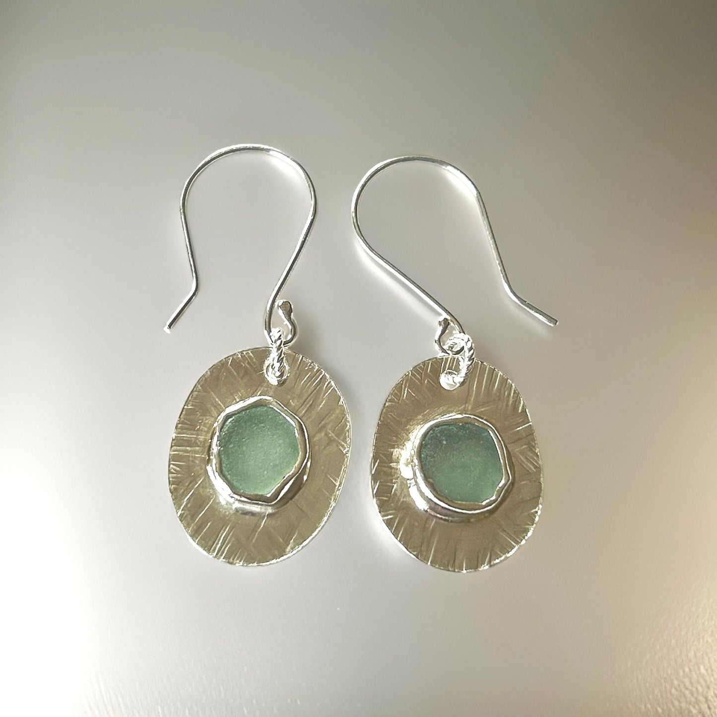 Ocean Sea Glass with Charm Earrings - Silver Lines Jewellery
