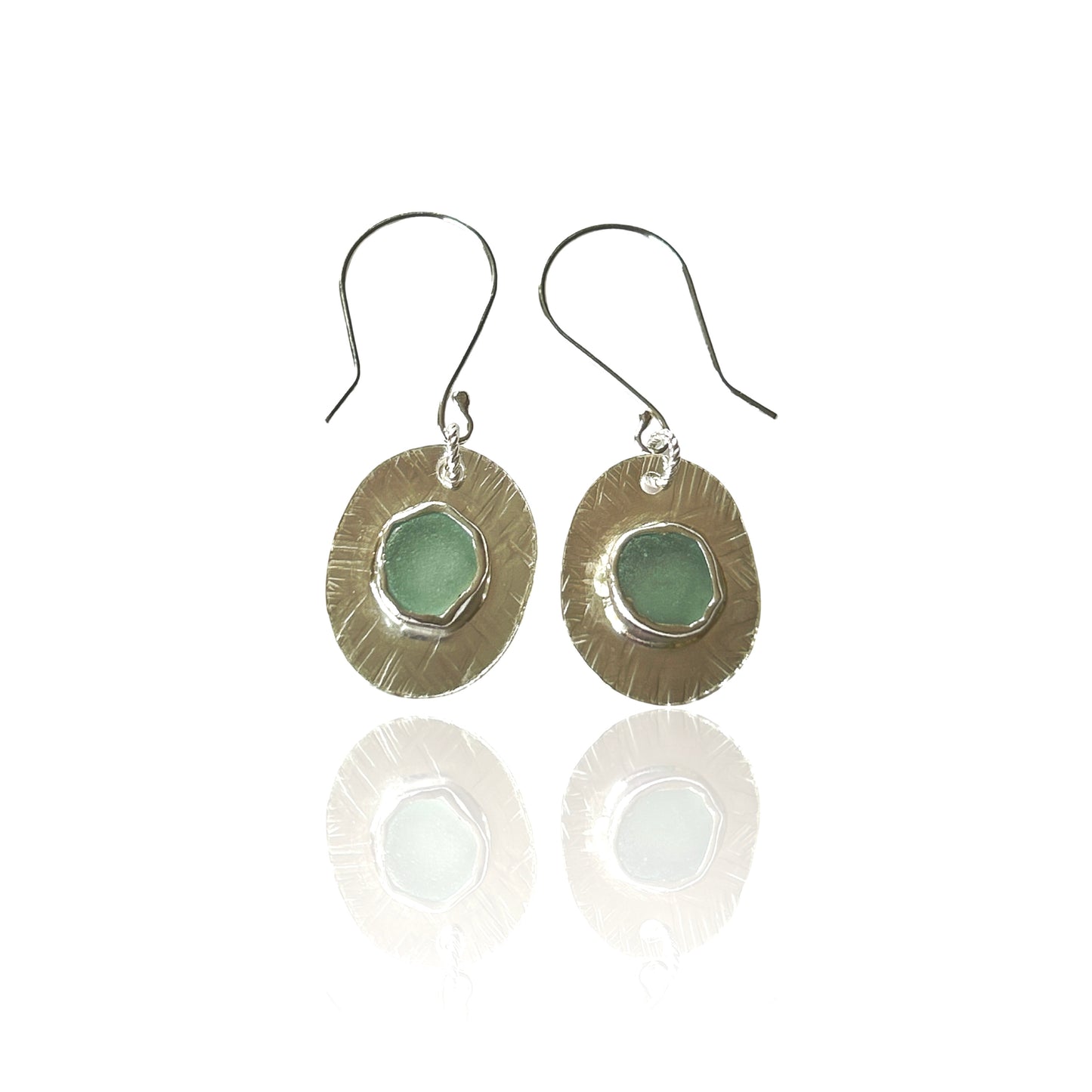 Ocean Sea Glass with Charm Earrings - Silver Lines Jewellery