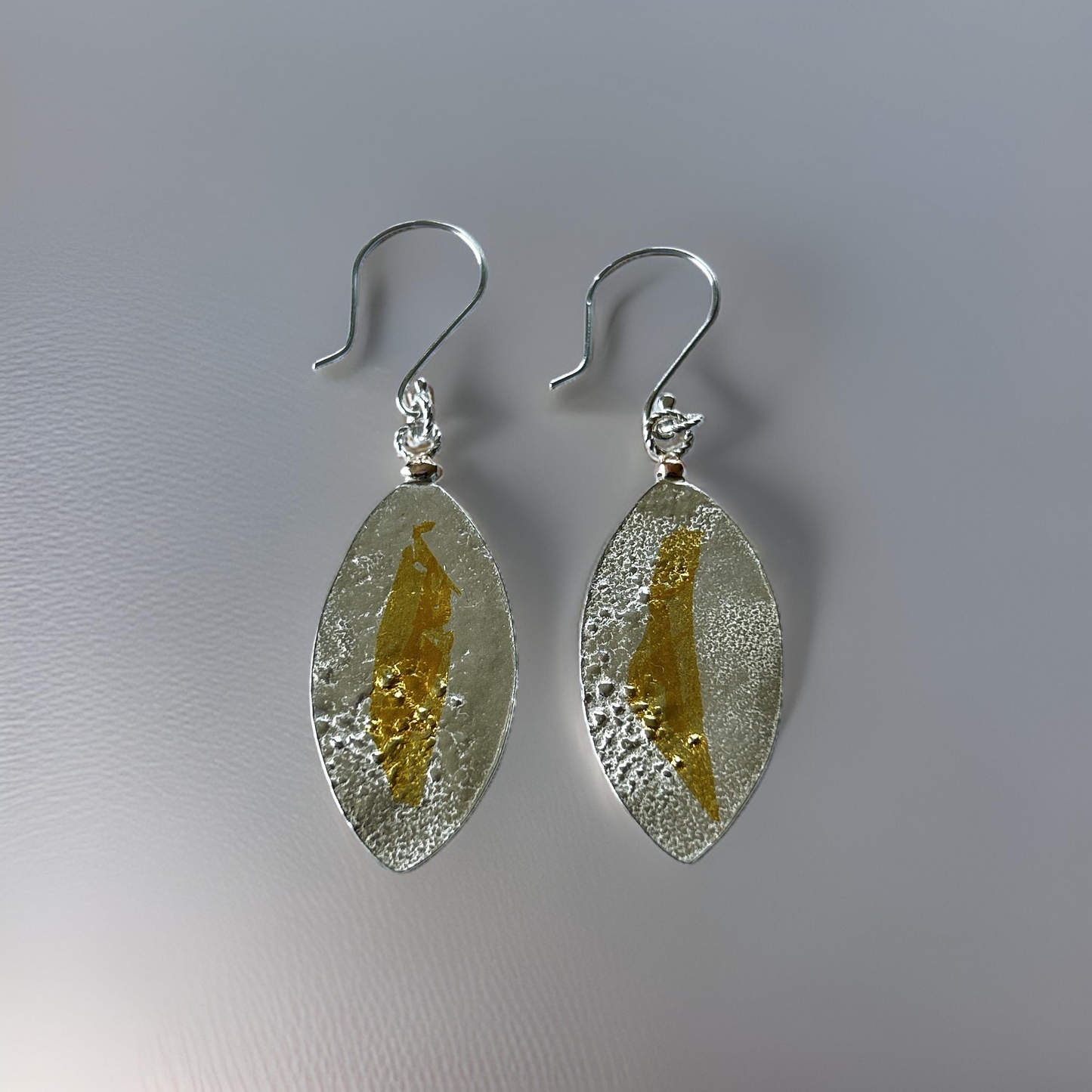 Silver With Gold Leaf Earrings - Silver Lines Jewellery