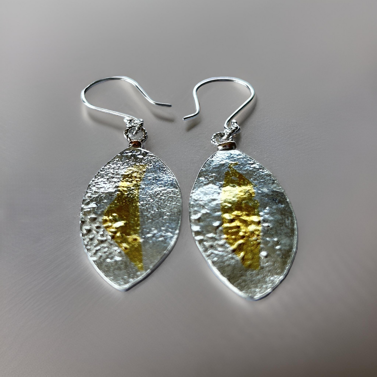 Silver With Gold Leaf Earrings - Silver Lines Jewellery
