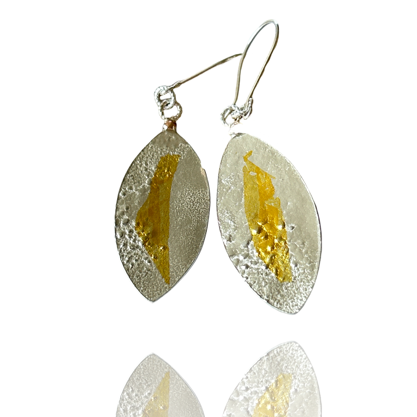 Silver With Gold Leaf Earrings - Silver Lines Jewellery