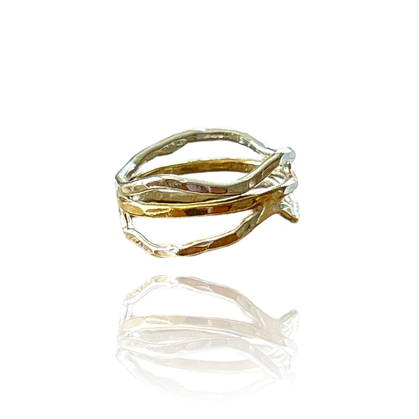 Silver And Gold Wave Ring - Silver Lines Jewellery
