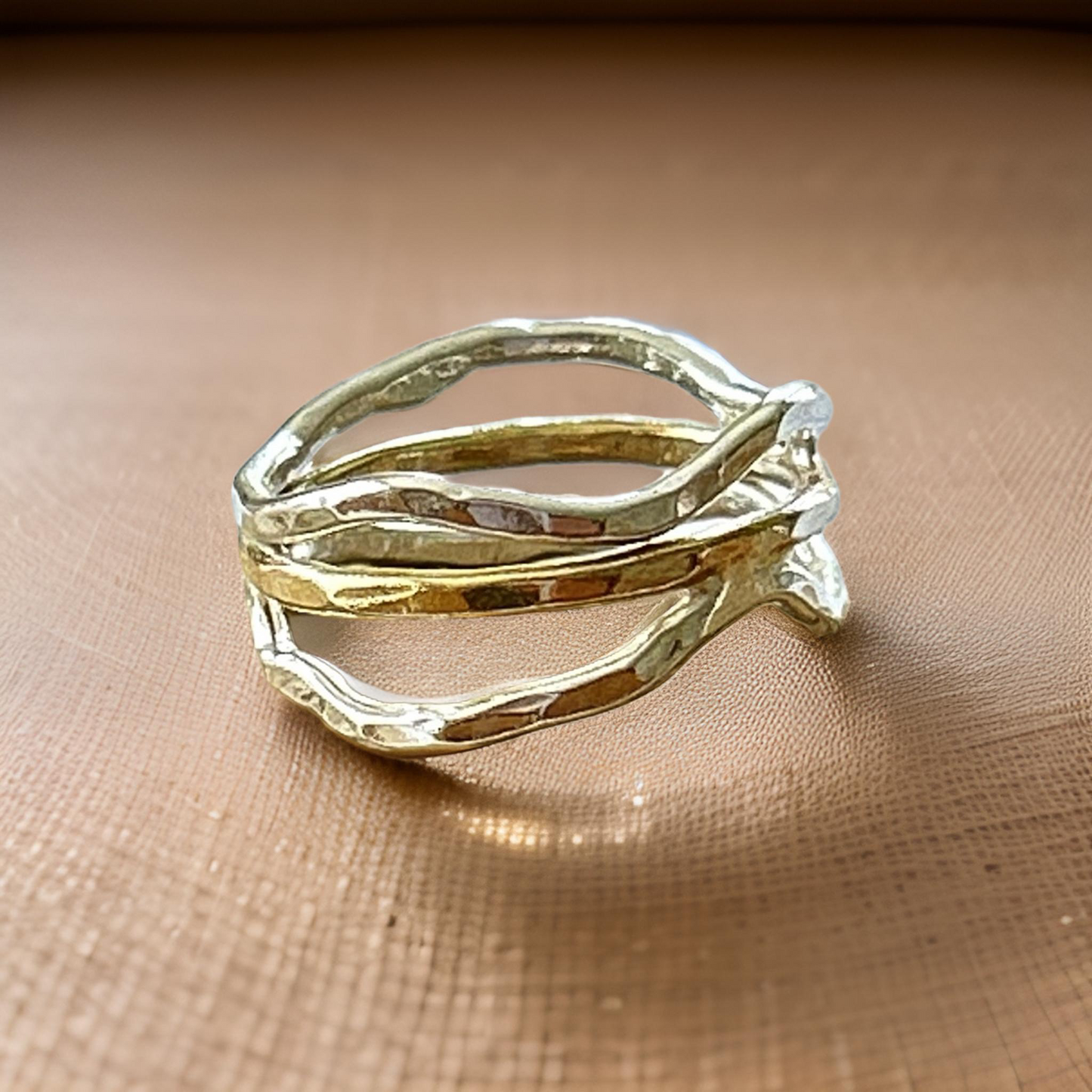 Silver And Gold Wave Ring - Silver Lines Jewellery