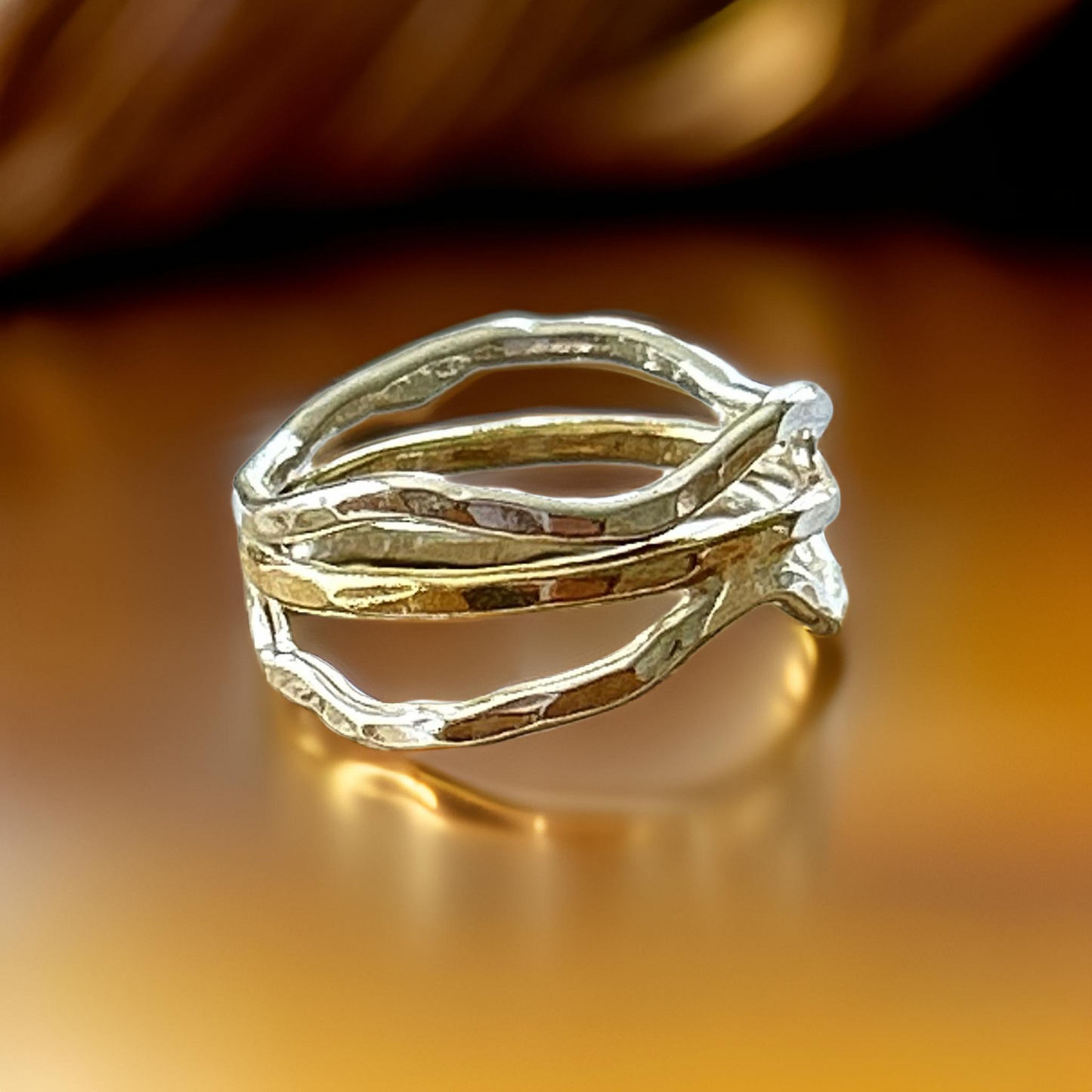 Silver And Gold Wave Ring - Silver Lines Jewellery