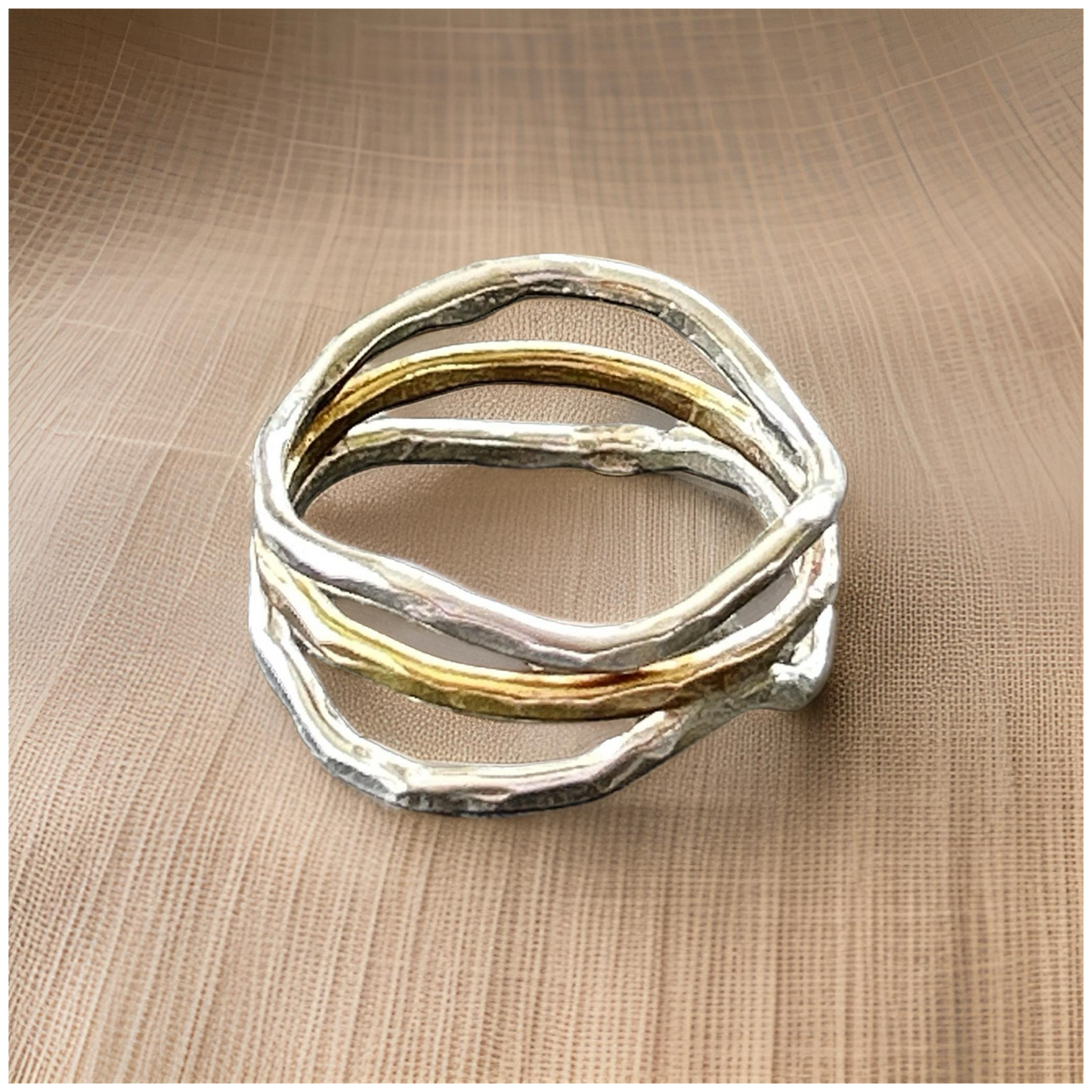 Silver And Gold Wave Ring - Silver Lines Jewellery