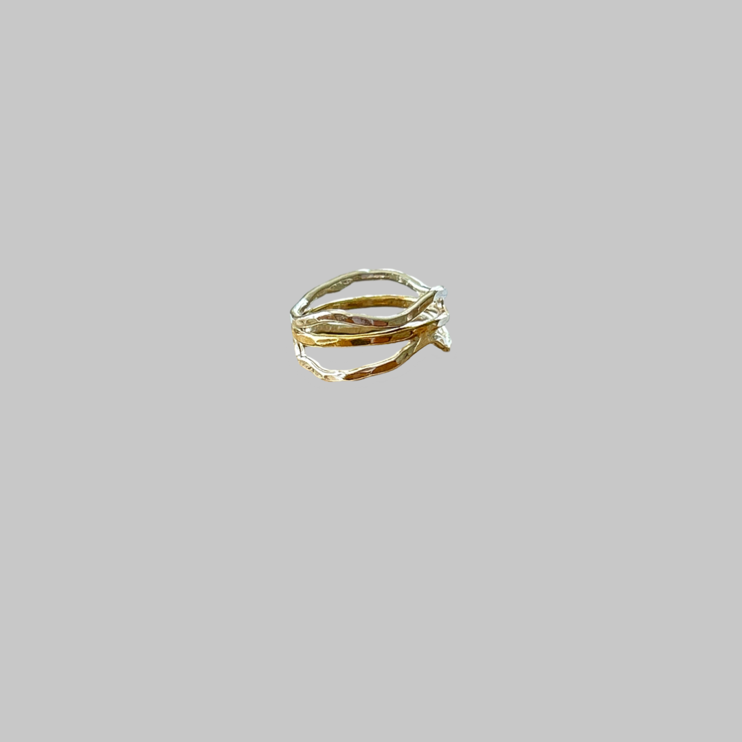 Silver And Gold Wave Ring - Silver Lines Jewellery