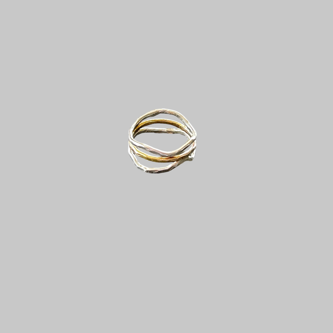Silver And Gold Wave Ring - Silver Lines Jewellery