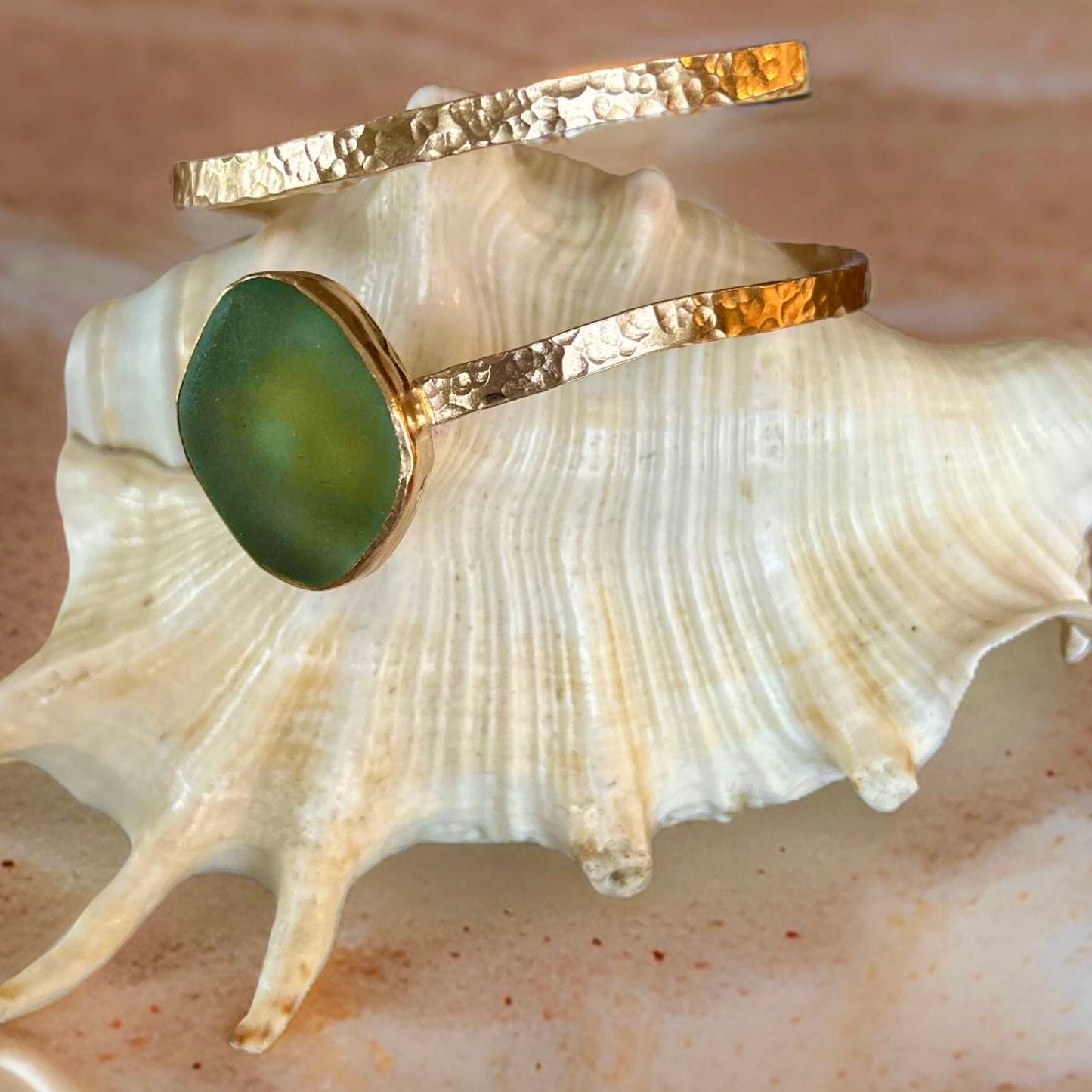 Gold Sea Glass Wrap Bangle - Silver Lines Jewellery