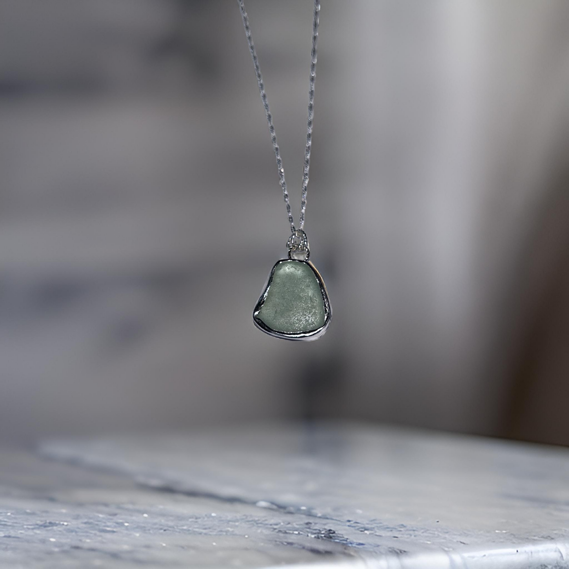 Ocean Sea Glass Necklace Sea Foam - SilverLines Jewellery