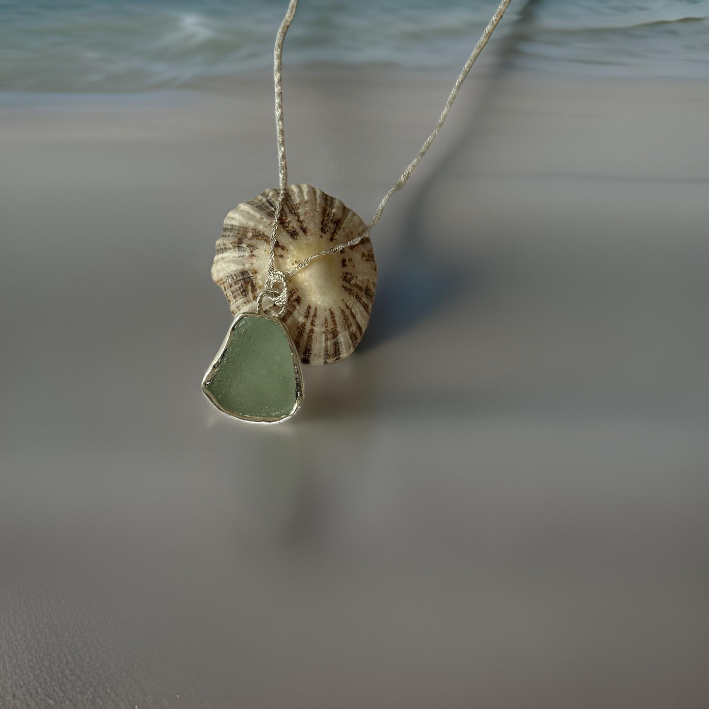 Sea Glass Silver Back Necklace - Silver Lines Jewellery