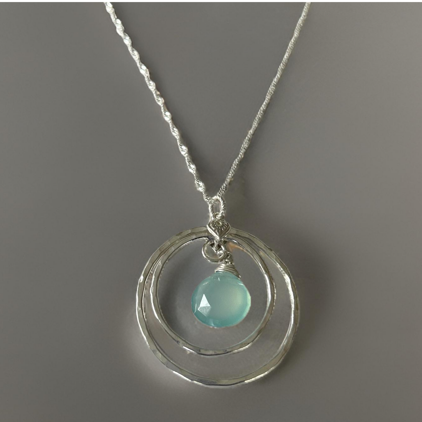 Chalcedony Hoop Necklace - Silver Lines Jewellery