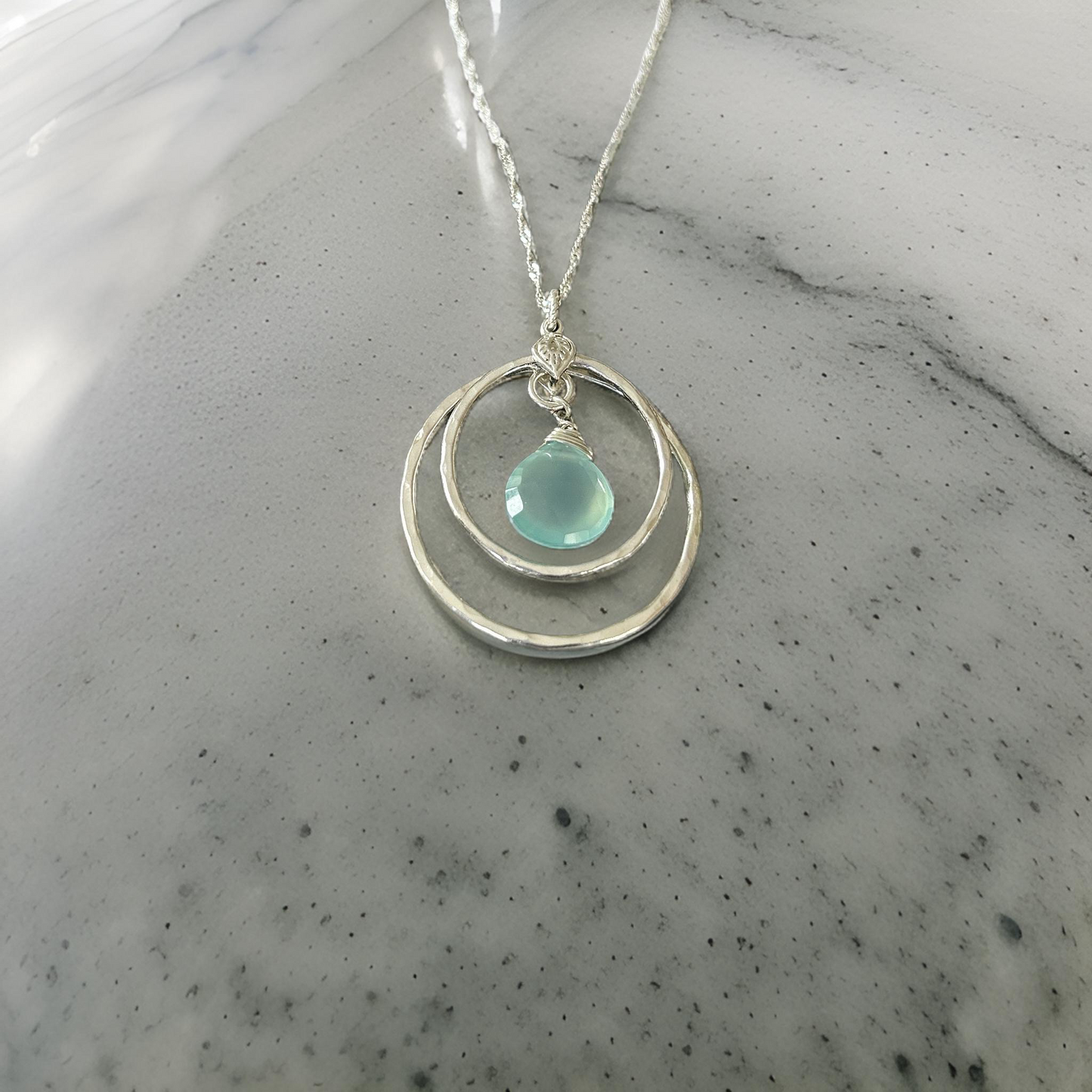 Chalcedony Hoop Necklace - Silver Lines Jewellery