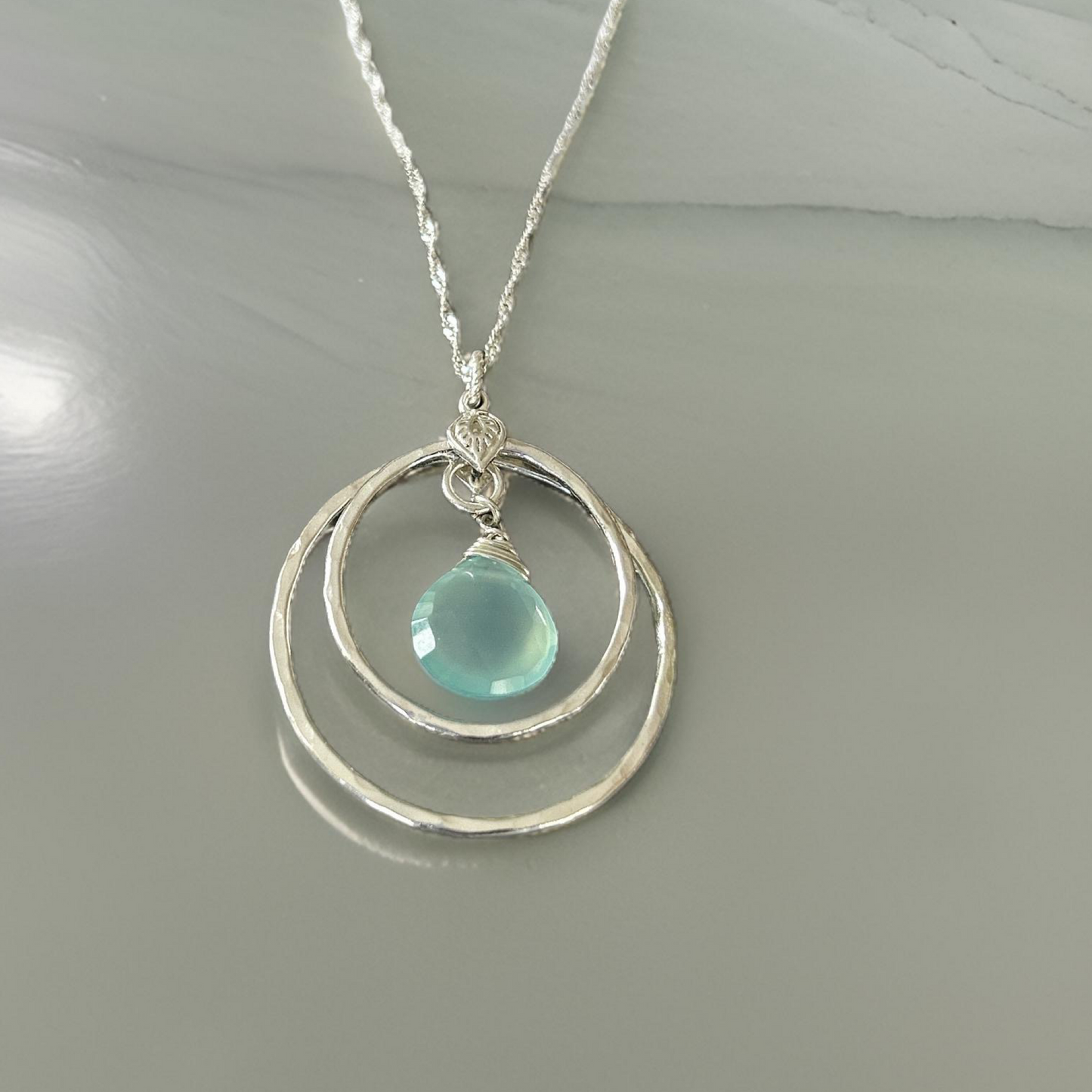 Chalcedony Hoop Necklace - Silver Lines Jewellery