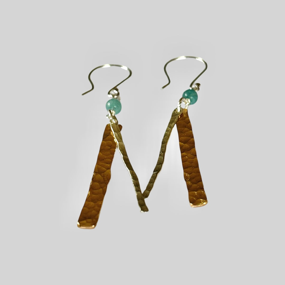 Gold And Silver Long Earrings - Silver Lines Jewellery