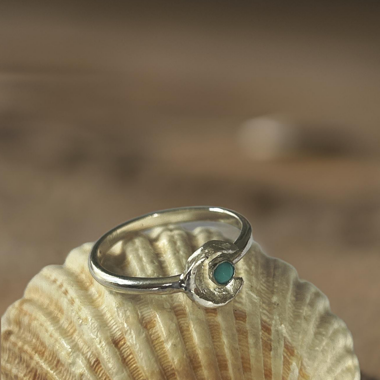 Turquoise Silver Moon Ring - Silver Lines Jewellery