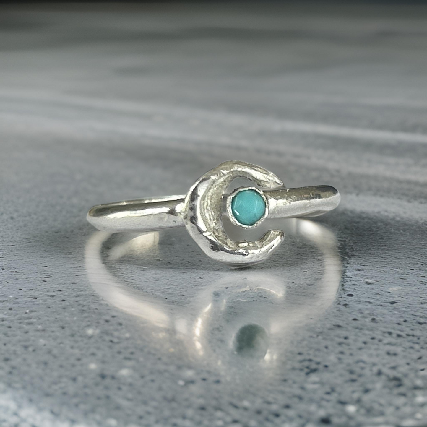 Turquoise Silver Moon Ring - Silver Lines Jewellery
