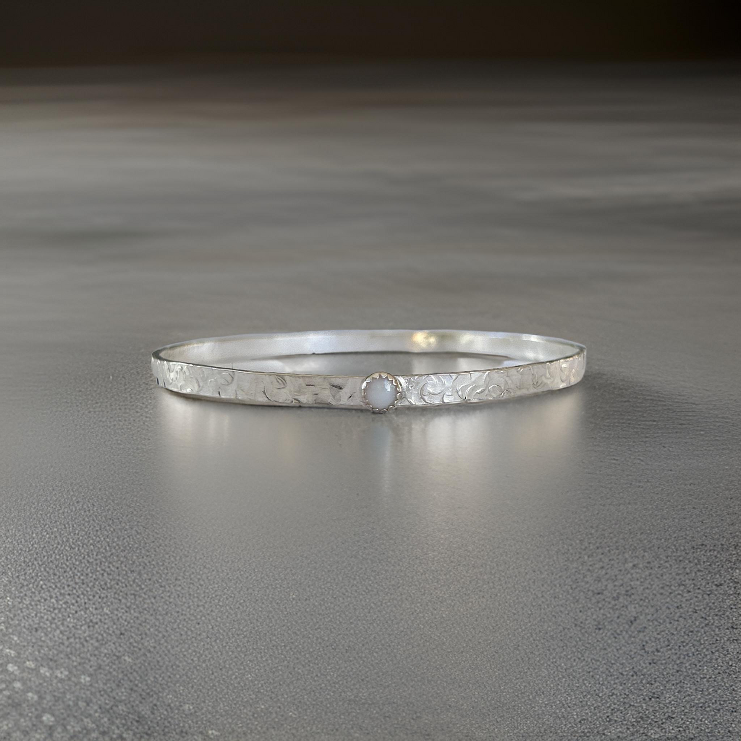 Silver Garnet Birthstone Bangles - Silver Lines Jewellery