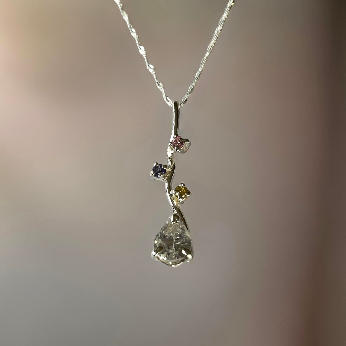 Delicate Cubic Zirconia Teardrop Pendant - Silver Lines Jewellery