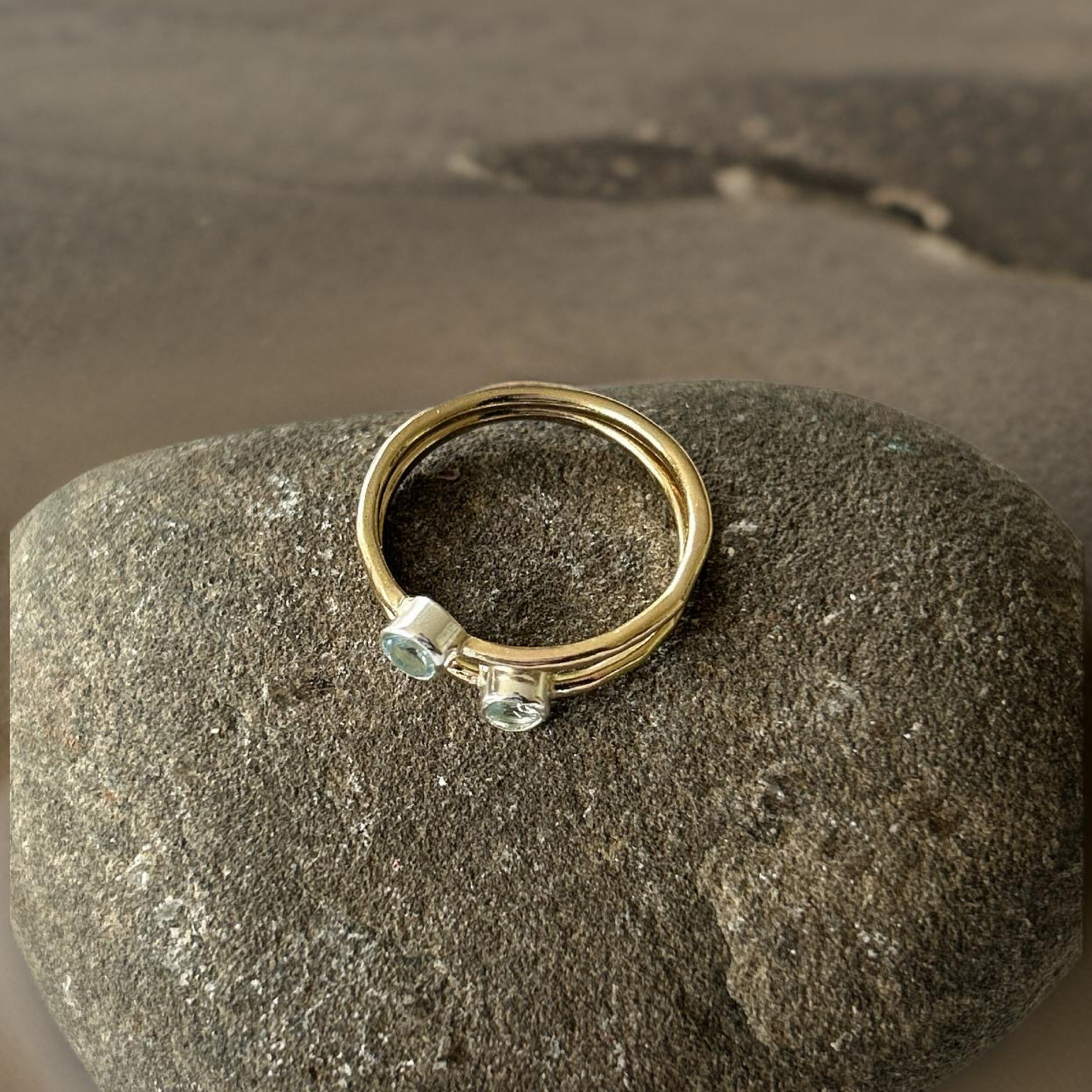Gold Aquamarine Ring - Silver Lines Jewellery