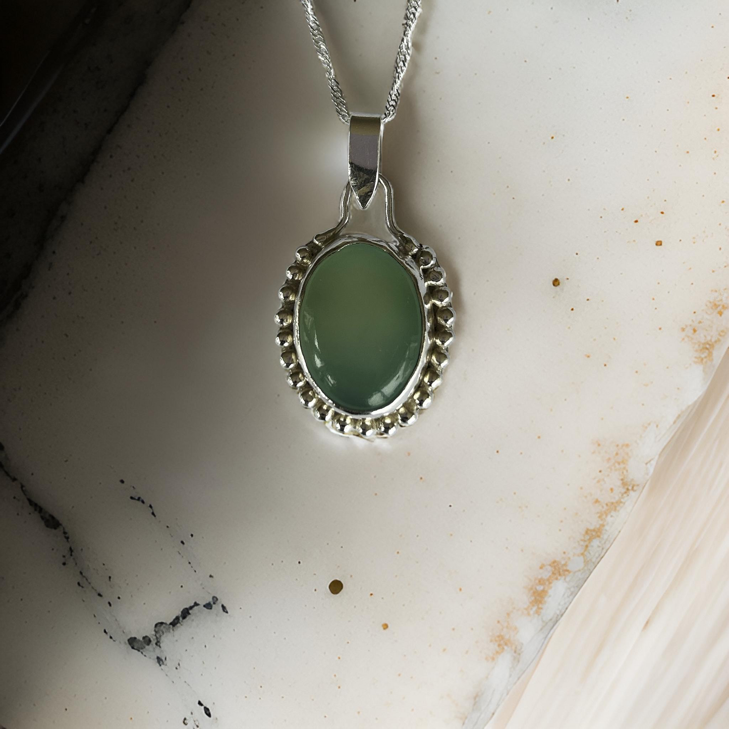 Granulated Chalcedony Silver Necklace - Silver Lines Jewellery
