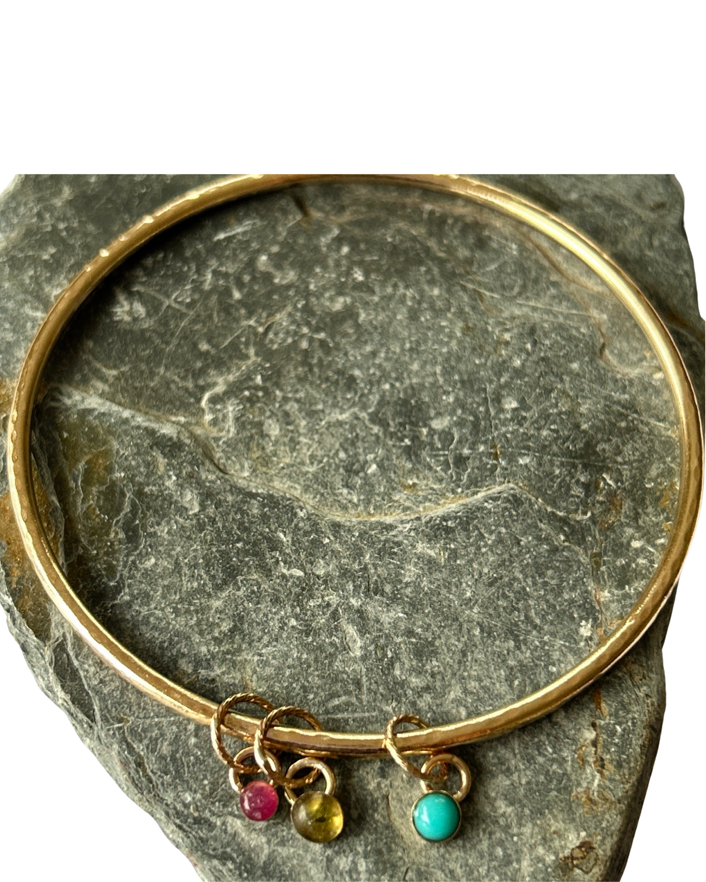 Gold Bangle With Gemstone Charms - Silver Lines Jewellery