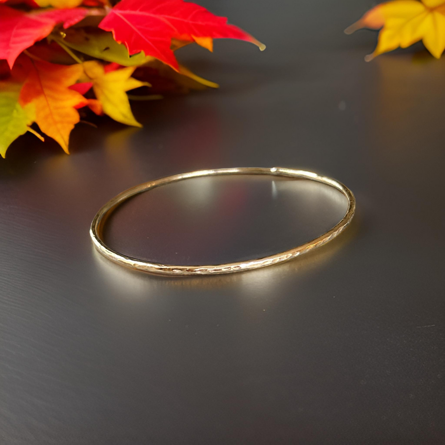 Gold Textured Minimalist Bangle SilverLines Jewellery