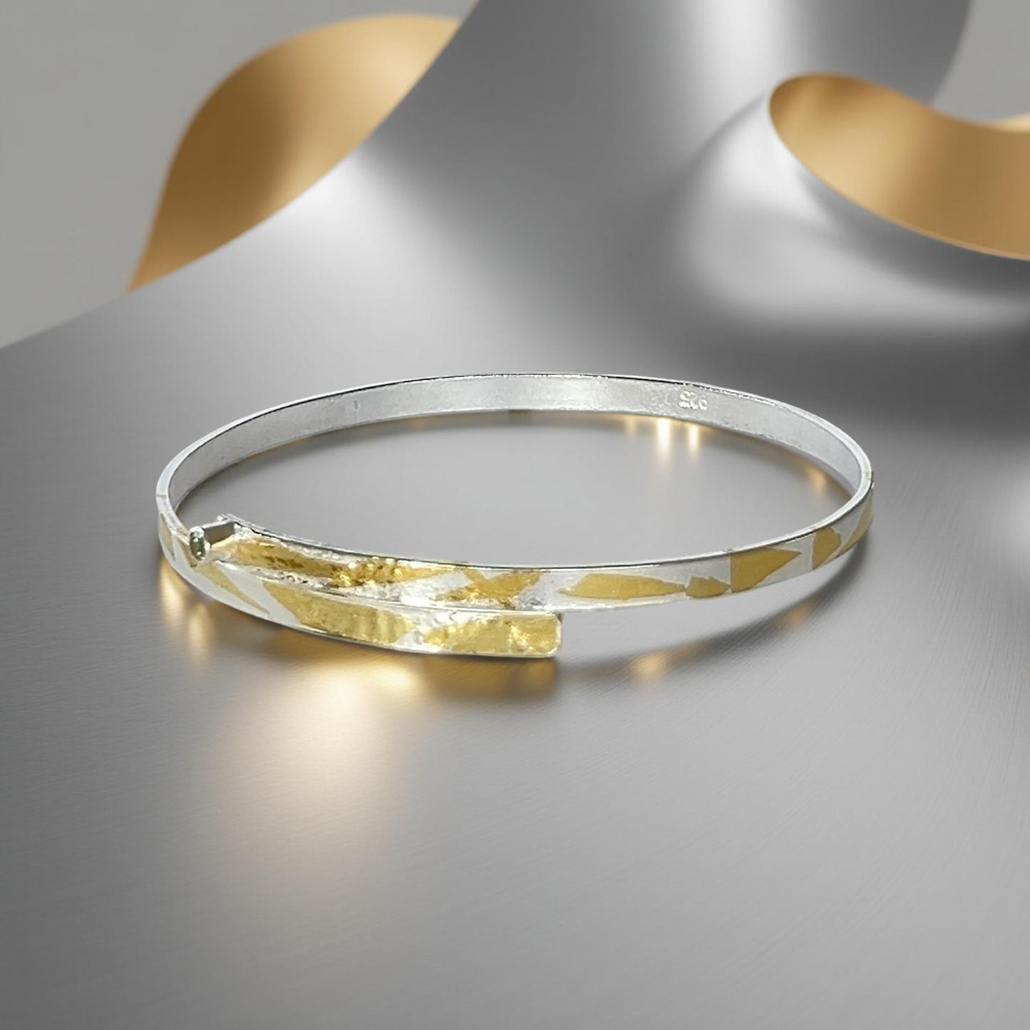 Silver And Gold Keum-boo Bangle - Silver Lines Jewellery