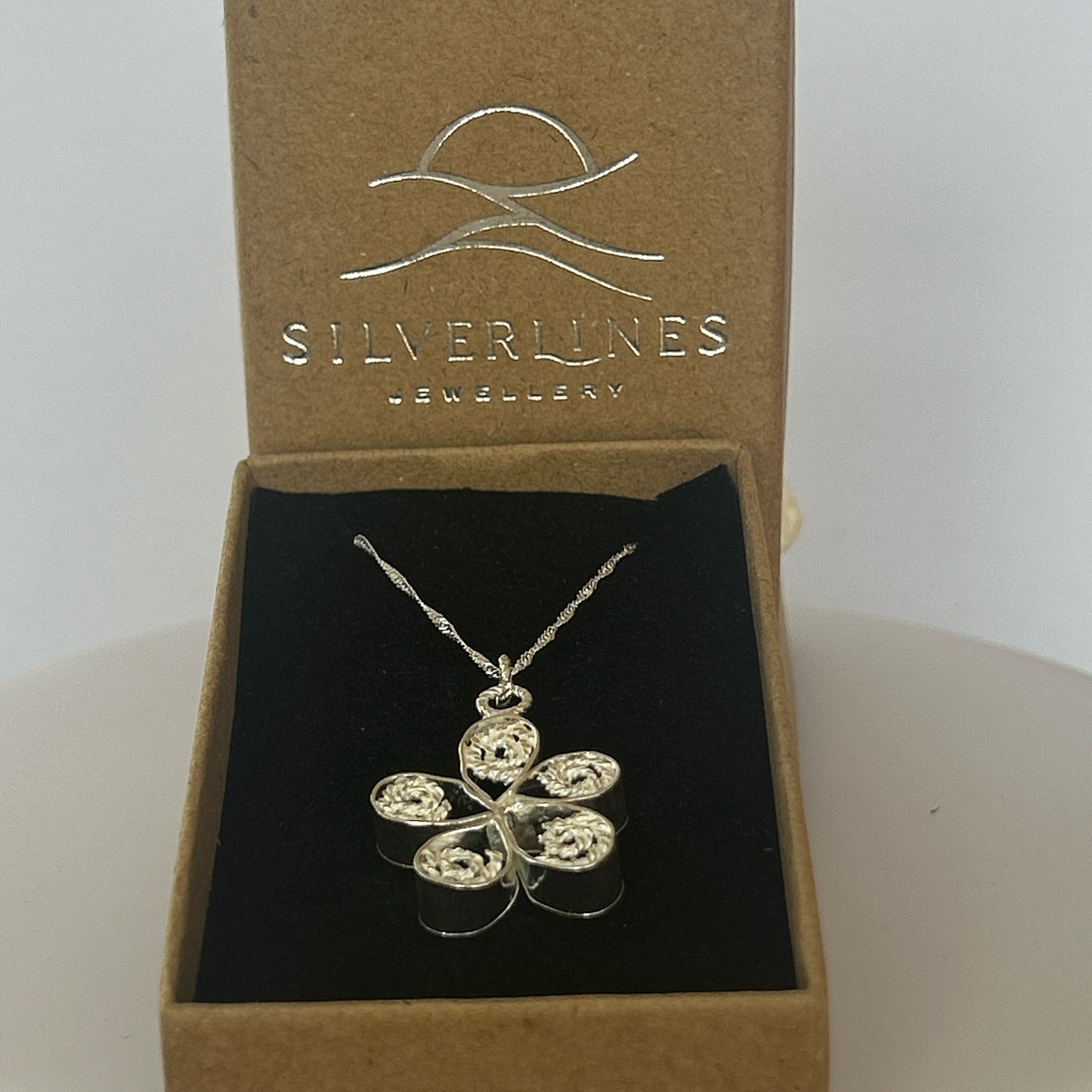 Silver Flower Filigree Necklace - Silver Lines Jewellery