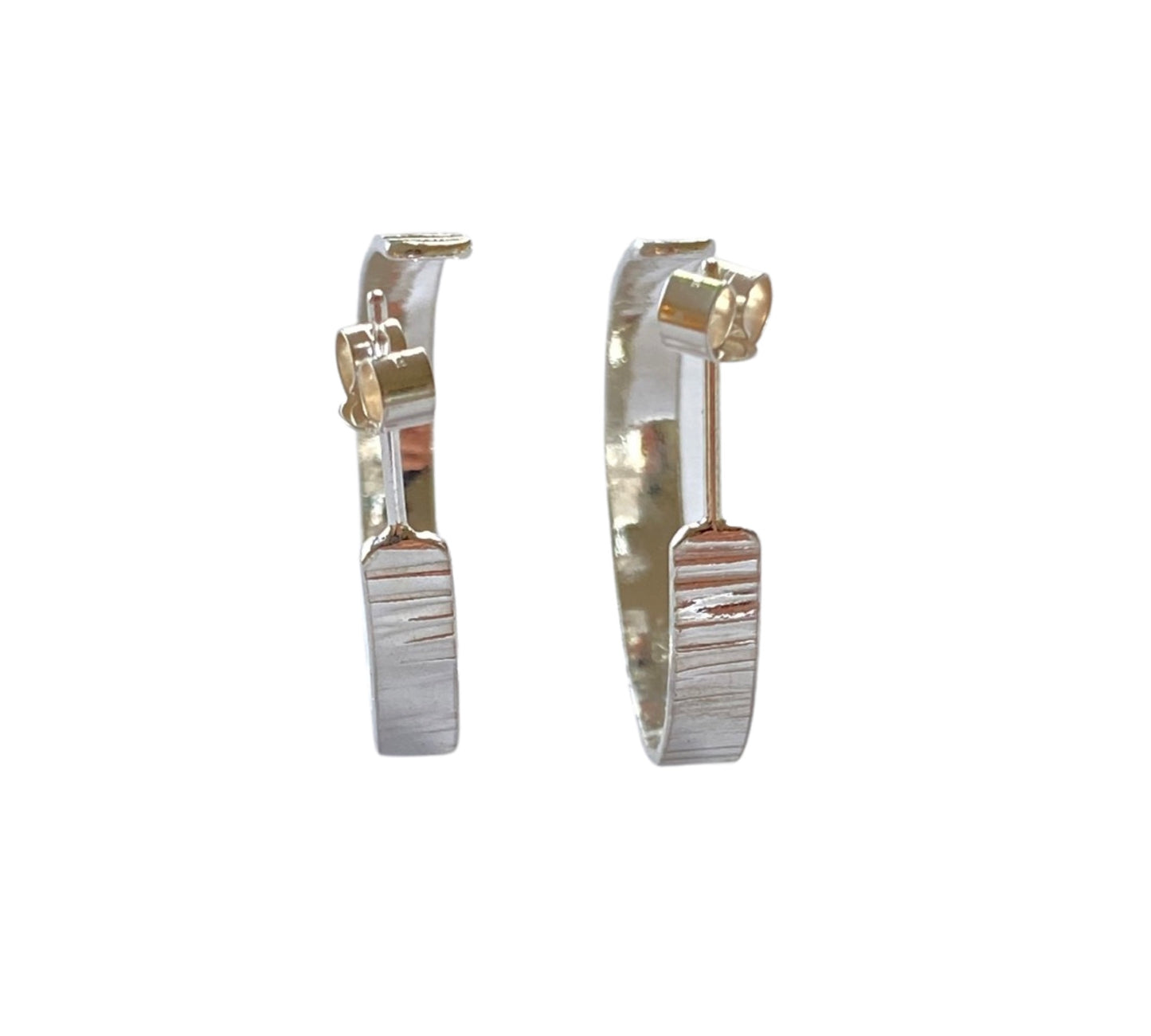 Textured Silver Hoop Earrings - Love Beach Beads