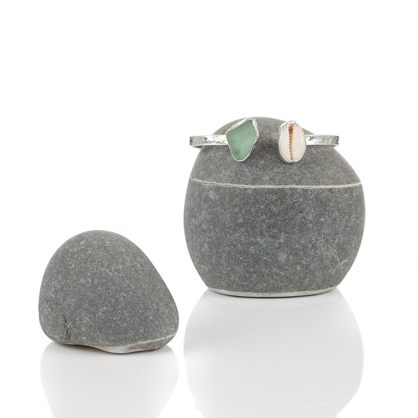 Sea Glass Seashell  Bangle - Love Beach Beads