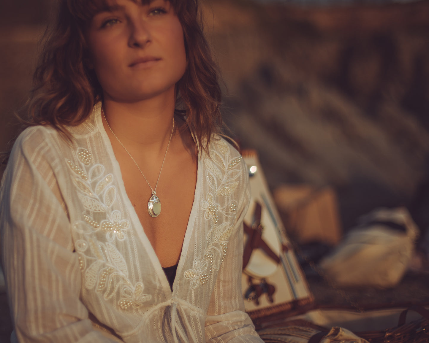 Ocean Sea Glass Silver Textured Necklace - silverlinesjewellery