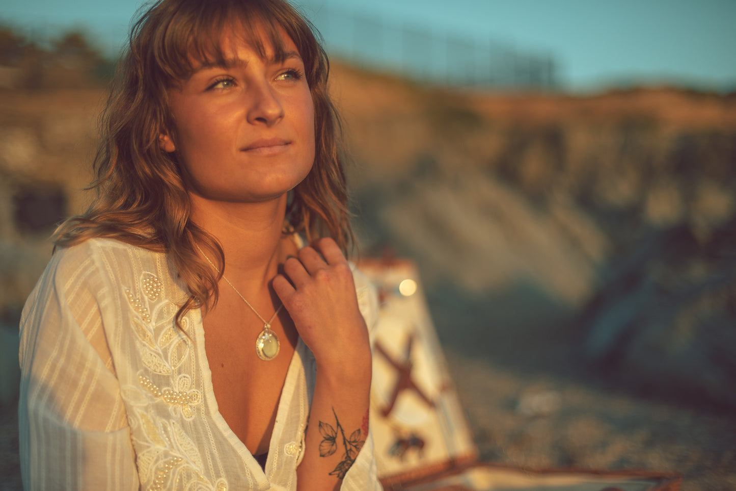 Ocean Sea Glass Silver Textured Necklace - silverLines Jewellery