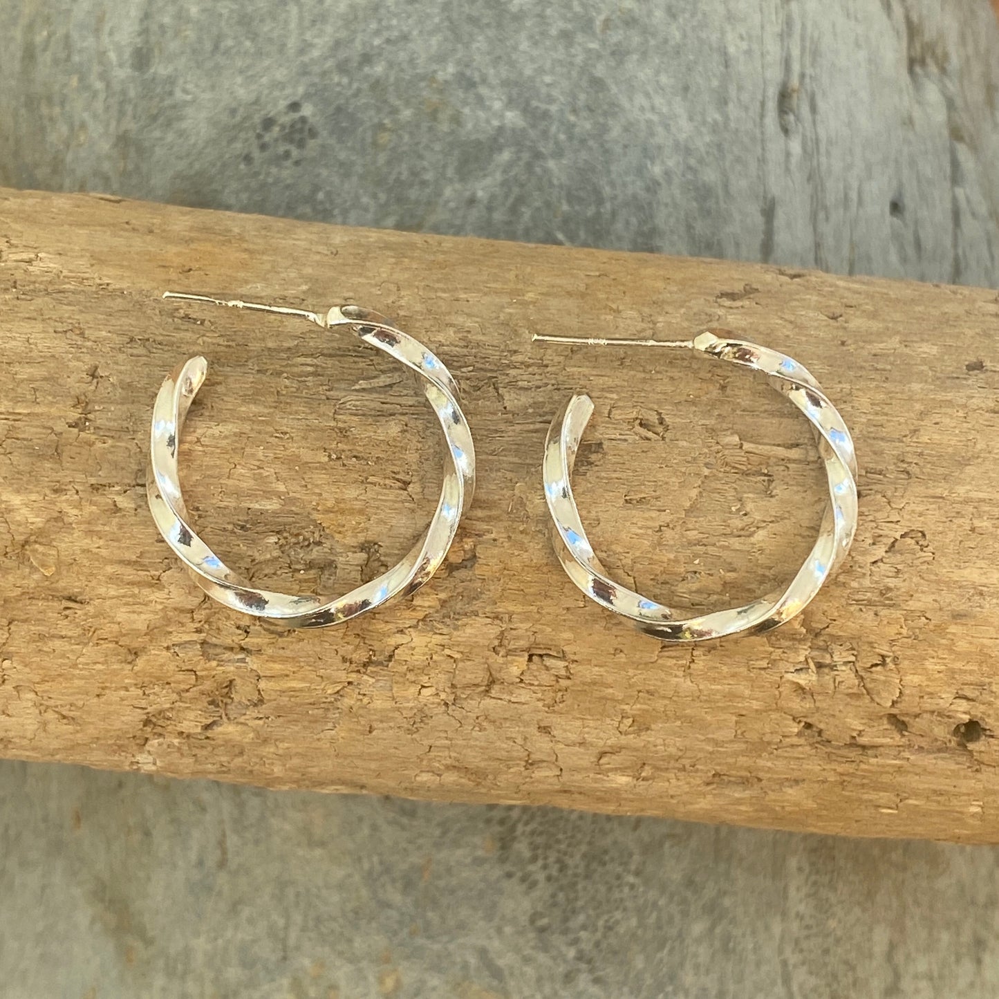 Twisted Silver Hoops Earrings - SilverLines Jewellery