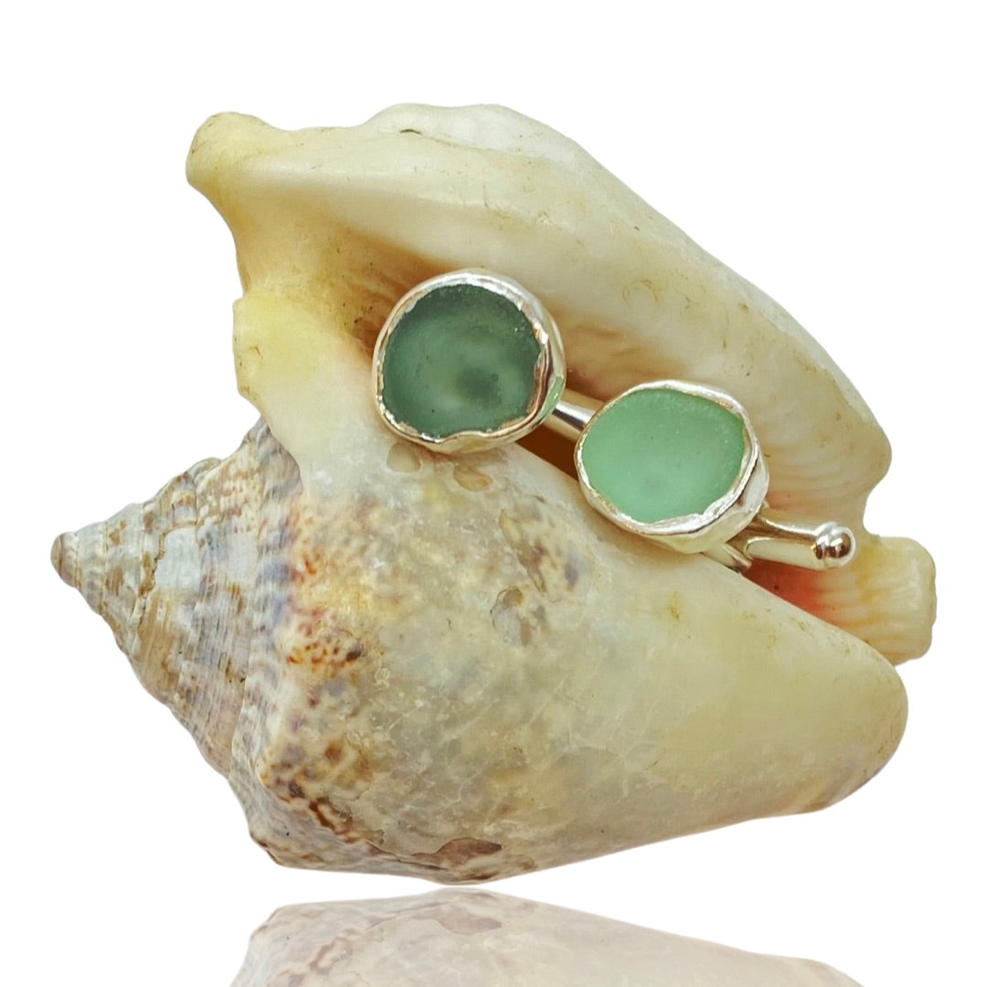 Ocean Sea Glass Cuff Links - SilverLines Jewellery