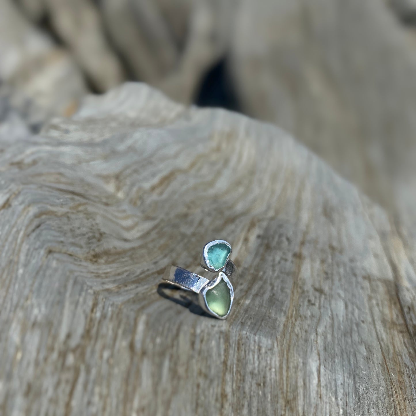 Sea Glass Wrap Ring - SilverLines Jewellery