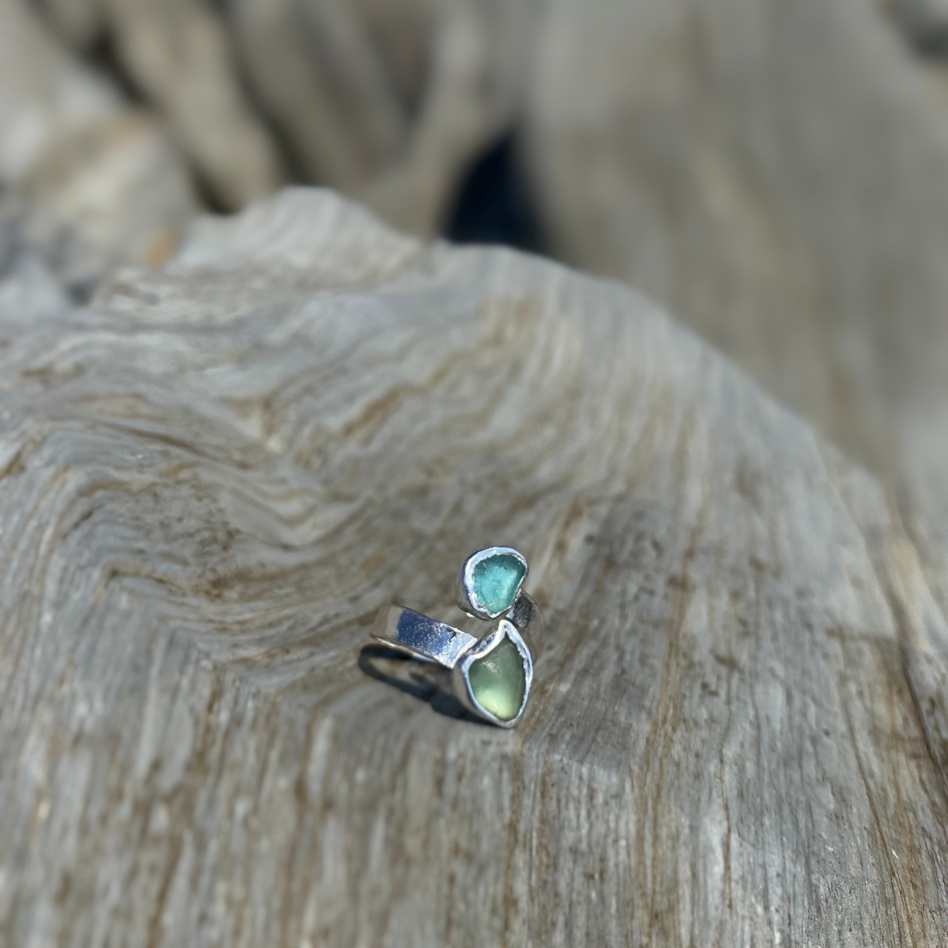 Sea Glass Wrap Ring - SilverLines Jewellery