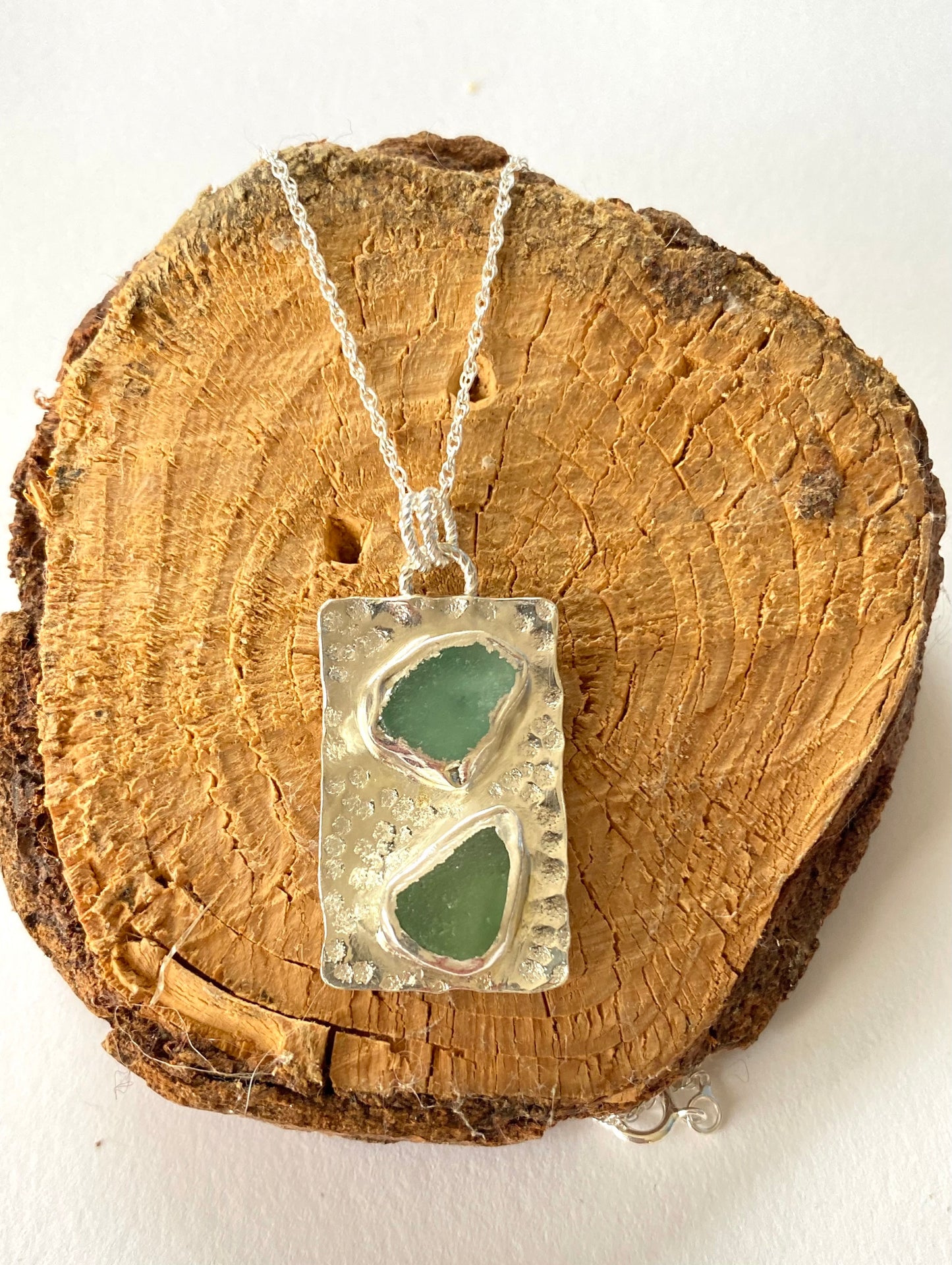 Sea Glass Silver Pendant - Love Beach Beads