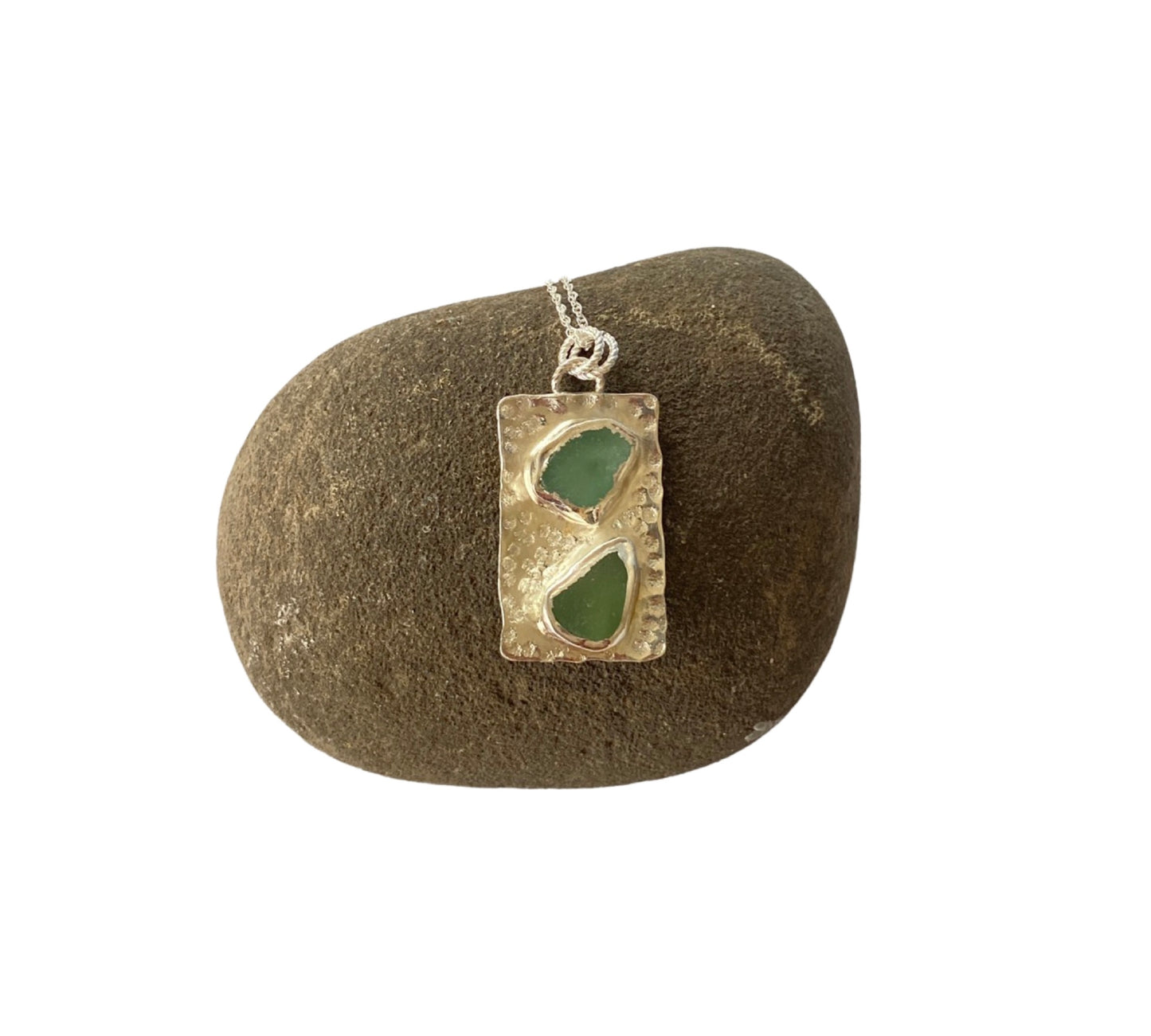 Sea Glass Silver Pendant - Love Beach Beads