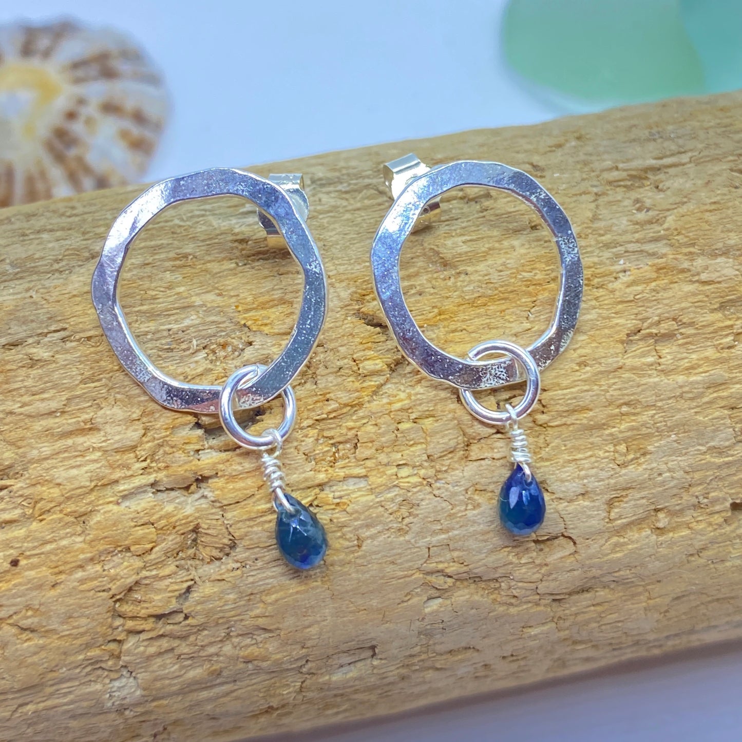 Sapphire Silver Earrings - Love Beach Beads