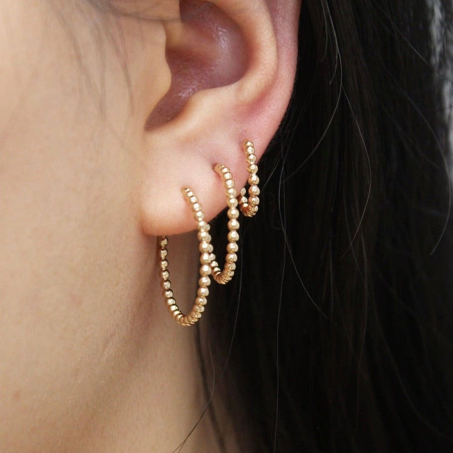 Gold Beaded Hoop Earrings - Love Beach Beads