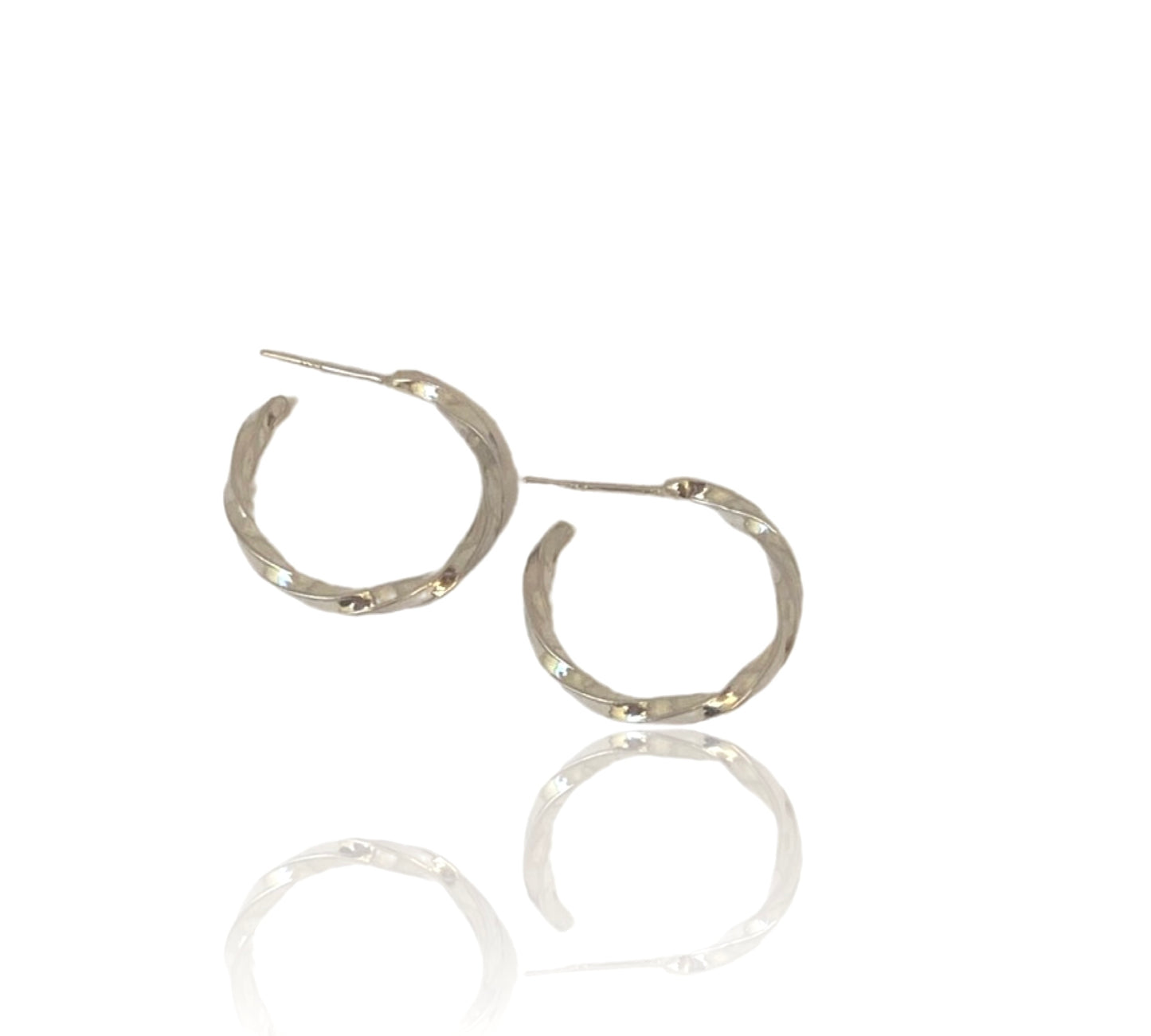 Twisted Silver Hoops Earrings - SilverLines Jewellery