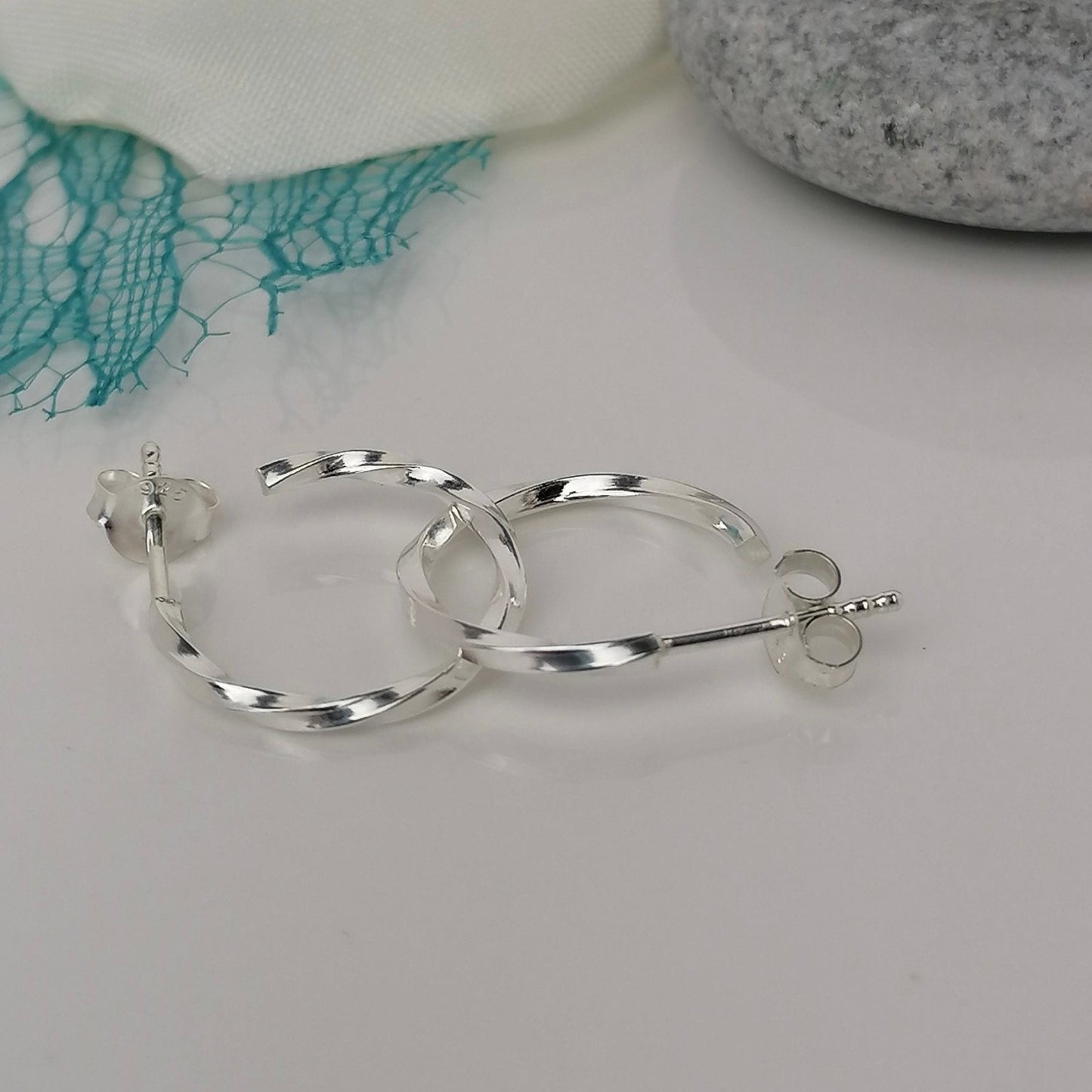 Twisted Silver Hoops Earrings - SilverLines Jewellery