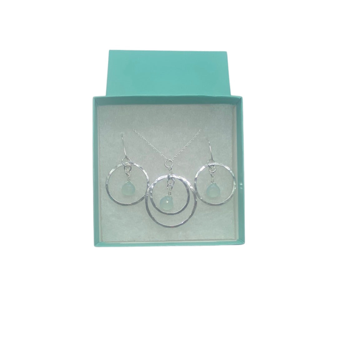 Chalcedony Silver Hoop Earrings - Love Beach Beads