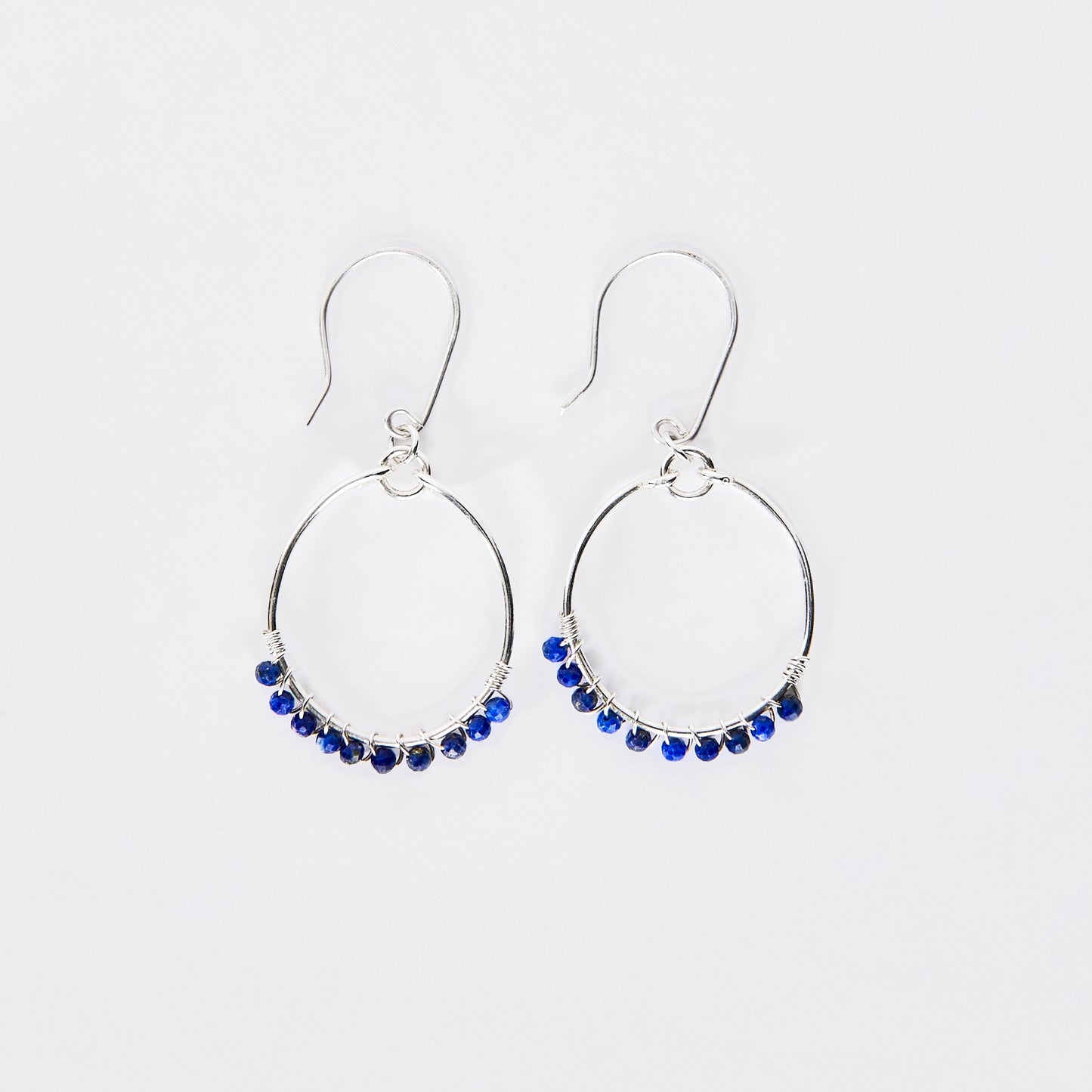 Lapis Silver Hoop Earrings - Love Beach Beads