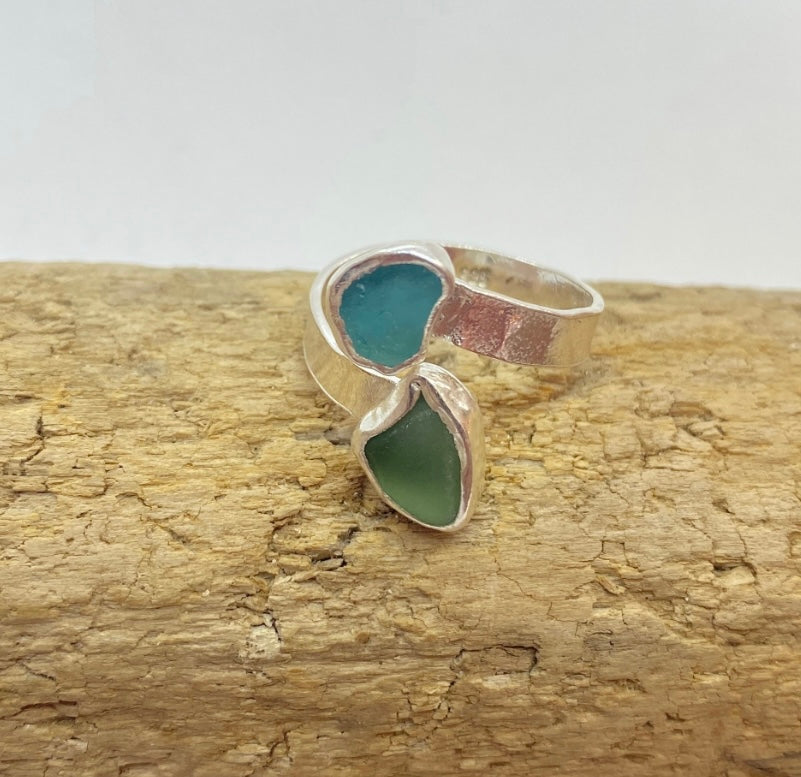 Sea Glass Wrap Ring - Love Beach Beads