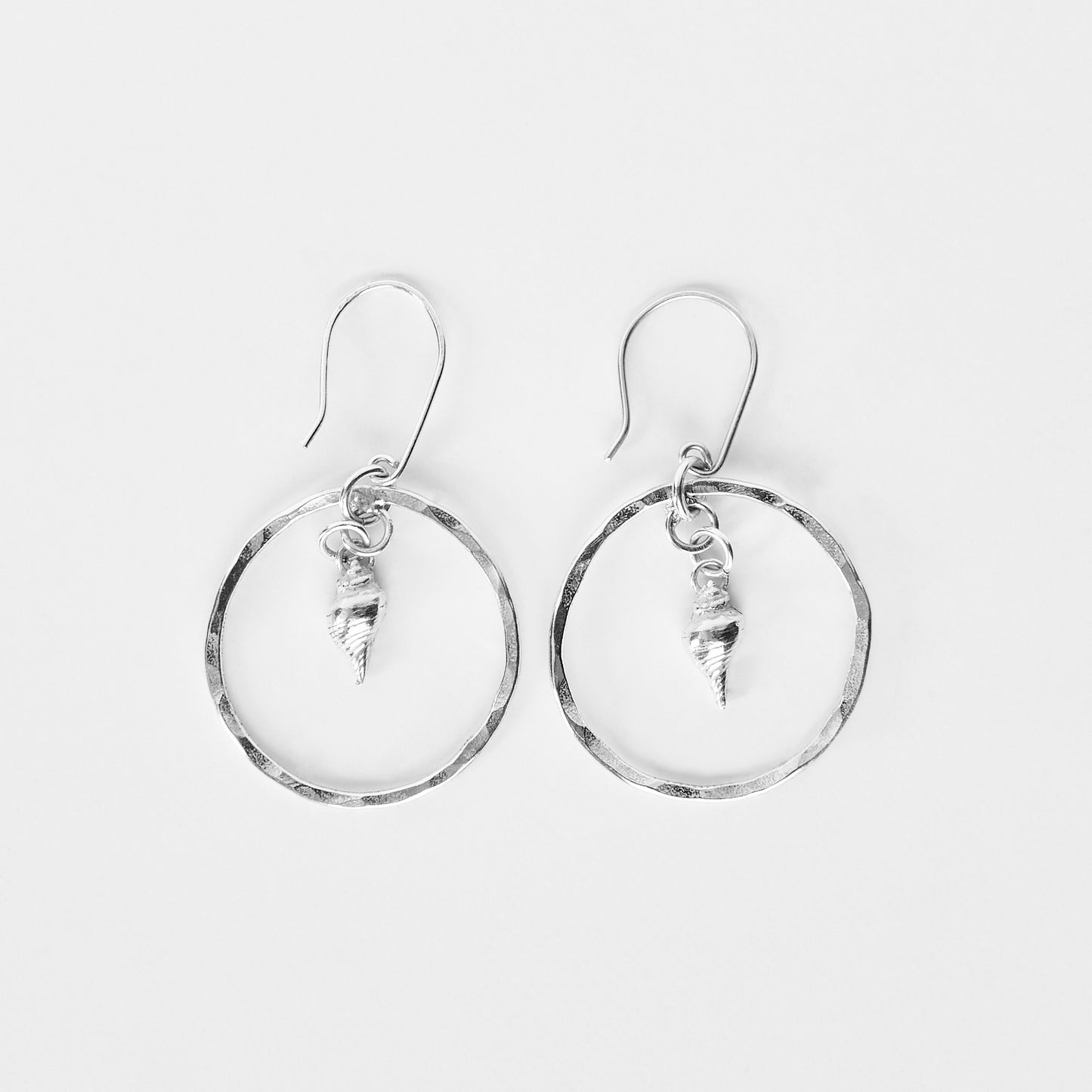 Mermaid Shell Silver Hoop Earrings, - Love Beach Beads
