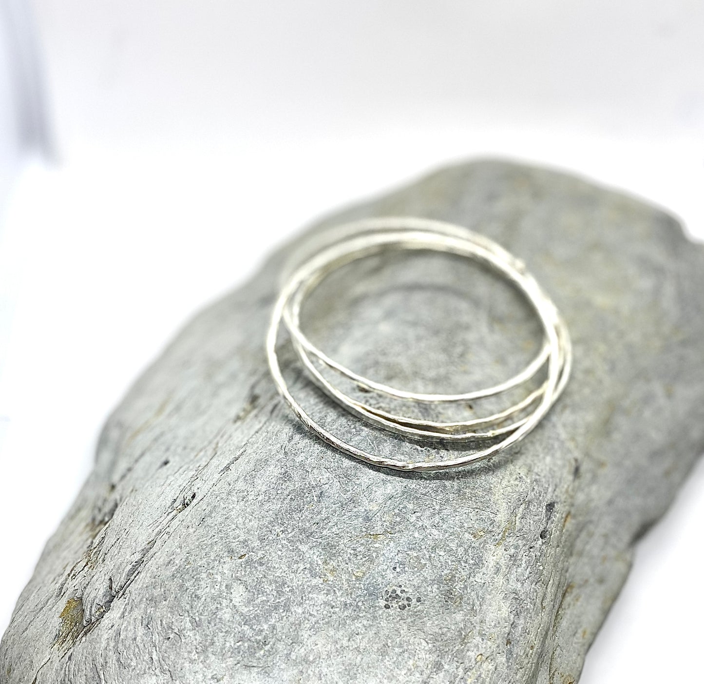 Silver Hammered Bangle - Love Beach Beads